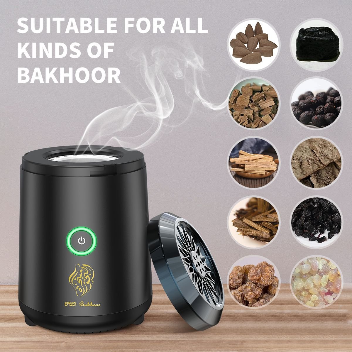 2025/10/1002163817.jpg Oud Bakhoor Rechargeable Incense Burner - Image 1