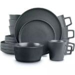 16pcs Black Stoneware Dinner Set - Image 2