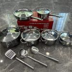 15pcs Set of Stainless Steel Cookware with stainless steel lids