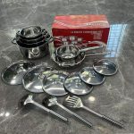 15pcs Set of Stainless Steel Cookware with stainless steel lids - Image 2