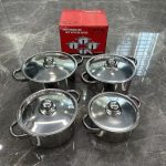 8pcs Set of Stainless Steel Pots with stainless steel lids - Image 2