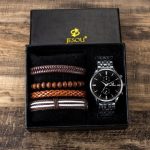 5pcs Men Watch and Bracelet Set