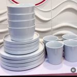 16pcs White Luxury Stoneware Dinner Set