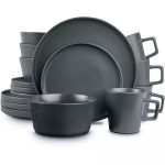 16pcs Black Luxury Stoneware Dinner Set