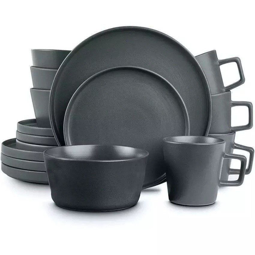 2026/06/1003388739.jpg 16pcs Black Luxury Stoneware Dinner Set - Image 1