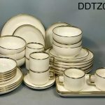DDTZ04 32pcs Luxury Gold-rimmed Dinner Set