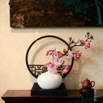 Chinese Style Black Screen Flower Decor Set. Flower + Vase + Black Screen - Image 3