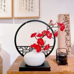 Chinese Style Black Screen Flower Decor Set. Flower + Vase + Black Screen - Image 5