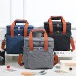 Brown Handle Double Layer Insulated Lunch Bag