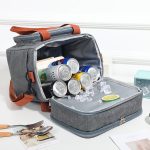 Brown Handle Double Layer Insulated Lunch Bag - Image 2