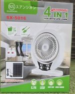 SX 8inches 4in1 Solar Rechargeable Table Fan - Image 2